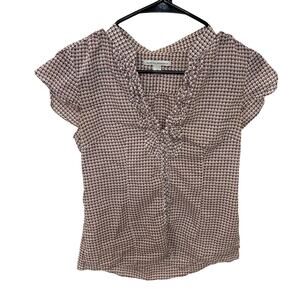 Banana Republic Dot Ruffle Blouse S Brown